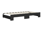 Daybed with trundle and drawers, black, 90x190 cm, fabric