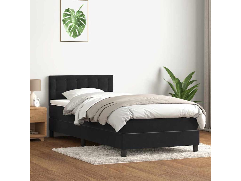Vertchez bed base with black 80x210 cm velvet mattress