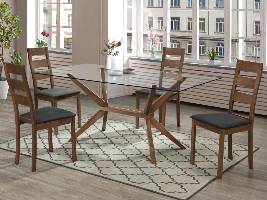 Set of 2 Vertchez chairs - Beech and fabric - Walnut and Anthracite colors