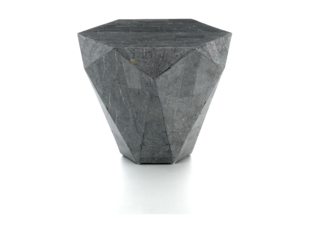 Vertchez small - Coffee table / End table 60x60x50h in grey fossil stone