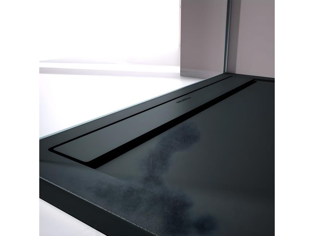 Black shower tray with smooth green finish from SMART, colored grid - 140x80 cm