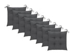 Garden chairs and cushions, set of 8, solid wood, green/grey
