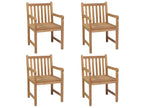 Set of 4 garden chairs and cushions, cream white, solid teak