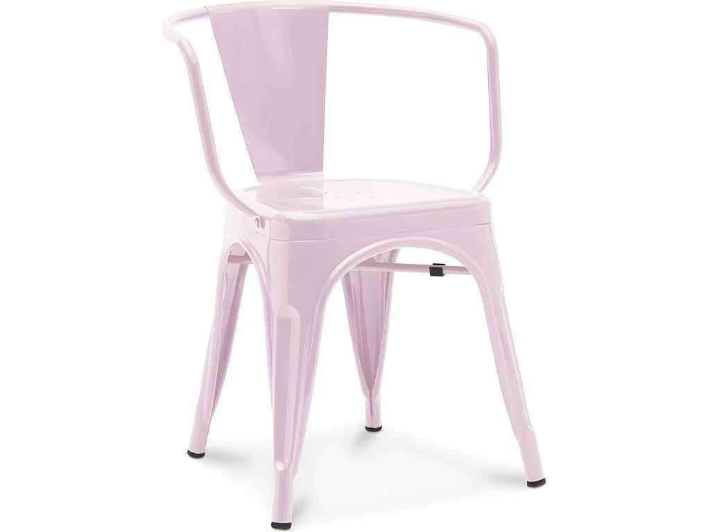 Dining chair with armrests - Industrial design - Steel - New edition - Vertchez Pale Rose