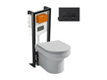 Vertchez rimless wall-hung toilet pack with concealed cistern and backplate, glossy black/matte black