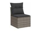 7-piece garden furniture set with cushions, grey woven resin