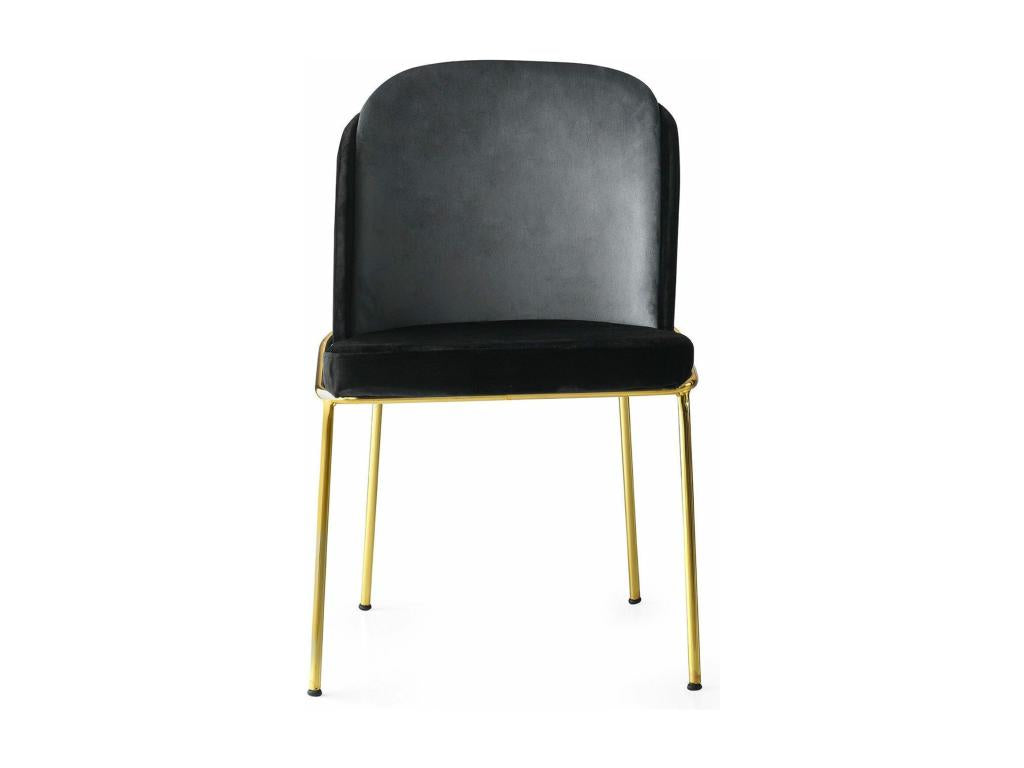Set of 2 Kymil chairs, Gold Metal and Black Velvet
