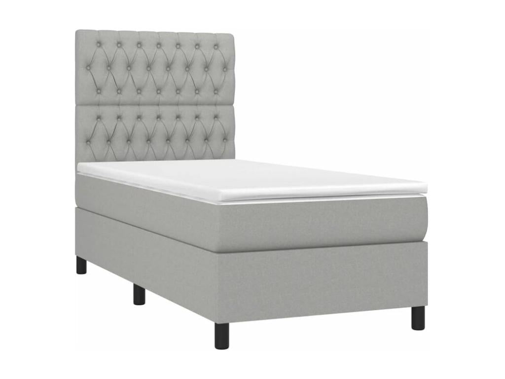 Bed base in Vertchez with mattress and LED, light grey, 90x190