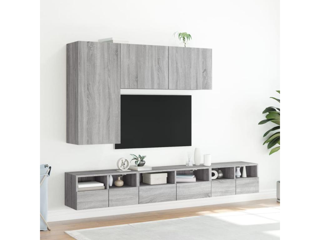 Vertchez wall-mounted TV unit, grey, 60x30x30 cm, engineered wood