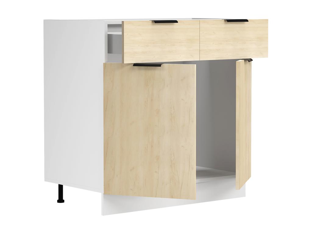 Vertchez Kitchen Cabinet, 80cm Wide, Drawer, Fasola White/Honey Oak Base Unit