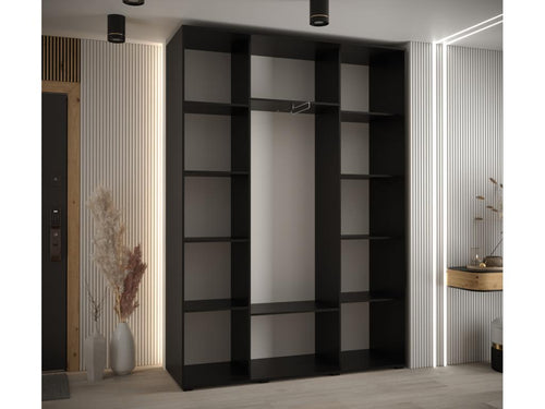 Vertchez 6-door sliding wardrobe, 235.2/180/45 cm, 3 doors, Black/White/Silver