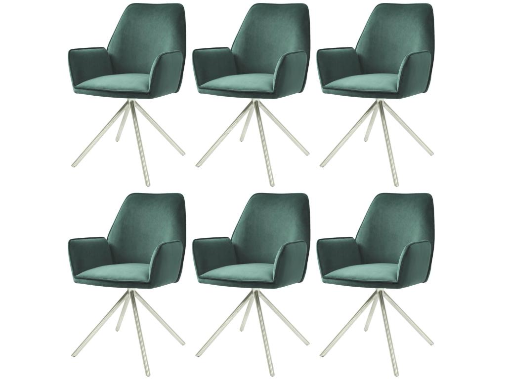Vertchez-G67 dining chair, set of 6, green stainless steel