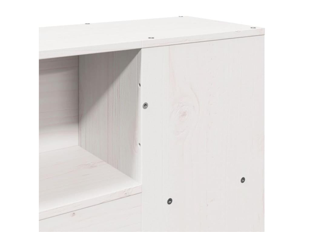 White 150x200 cm solid pine wood bookcase bed without mattress