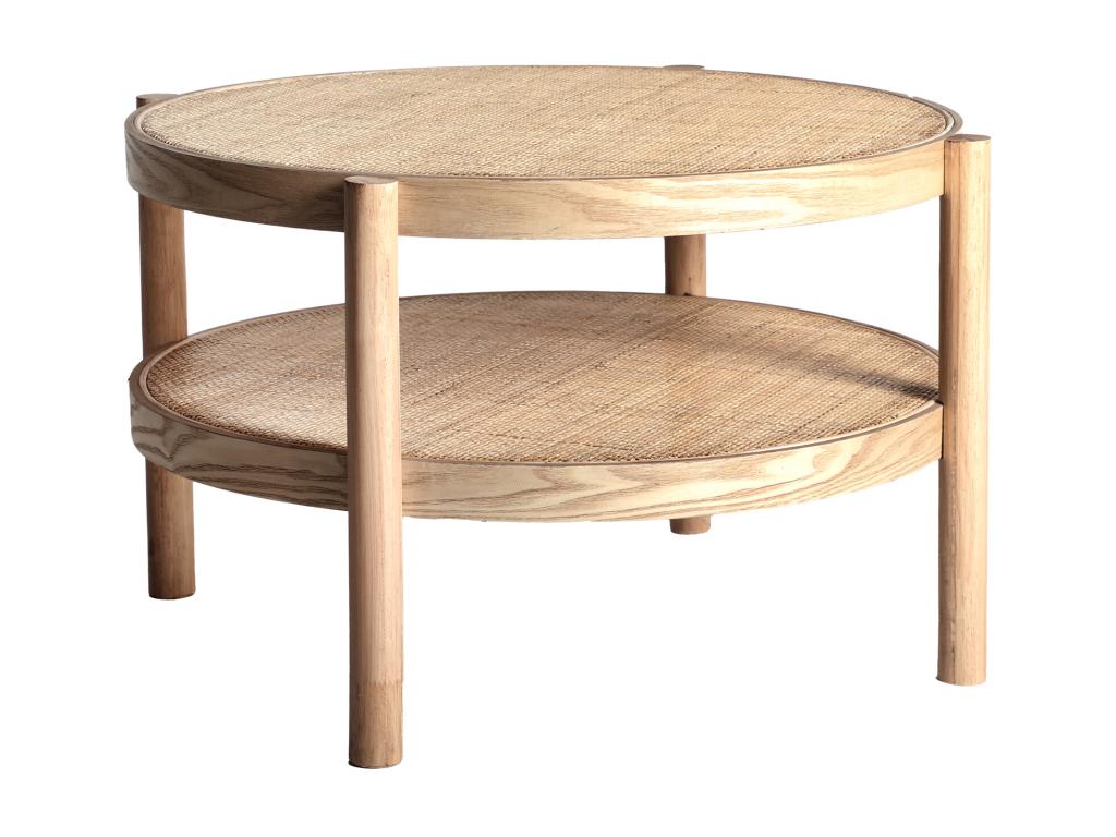 Coffee table in brown ash wood, 77x77x45 cm