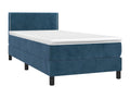 Upholstered bed base and mattress with LED lighting, dark blue, 90x200cm, velvet