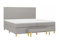 Upholstered bed base with mattress, light grey, 200x200cm, fabric
