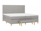 Upholstered bed base with mattress, light grey, 200x200cm, fabric