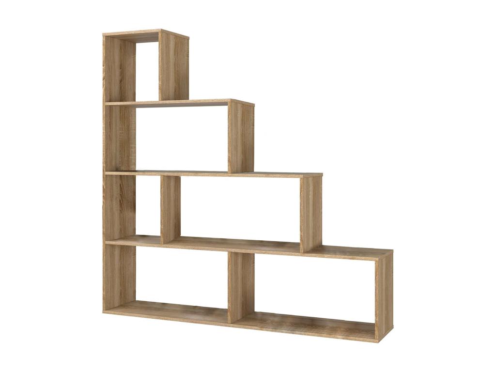 Bookcase with 4 shelves in Canadian Oak melamine - Length 145 x Height 145 x Depth 29 cm
