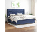 Upholstered bed base with mattress, blue, 200x200 cm, fabric