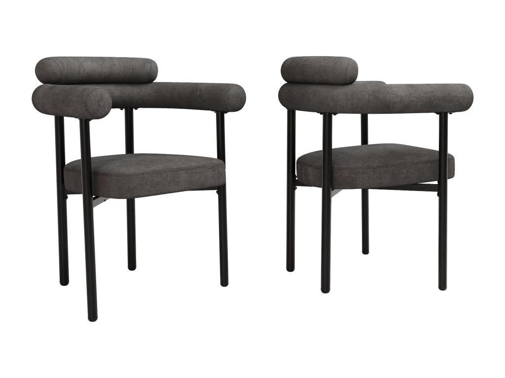Elegant grey velvet chairs with ring seat, 70cm diameter x 84cm height