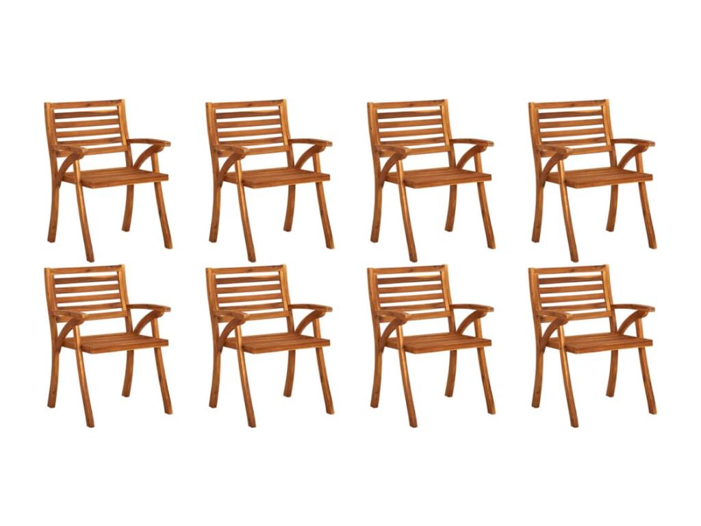 Garden chairs with cushions, set of 8, solid Vertchez wood