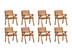 Garden chairs with cushions, set of 8, solid Vertchez wood