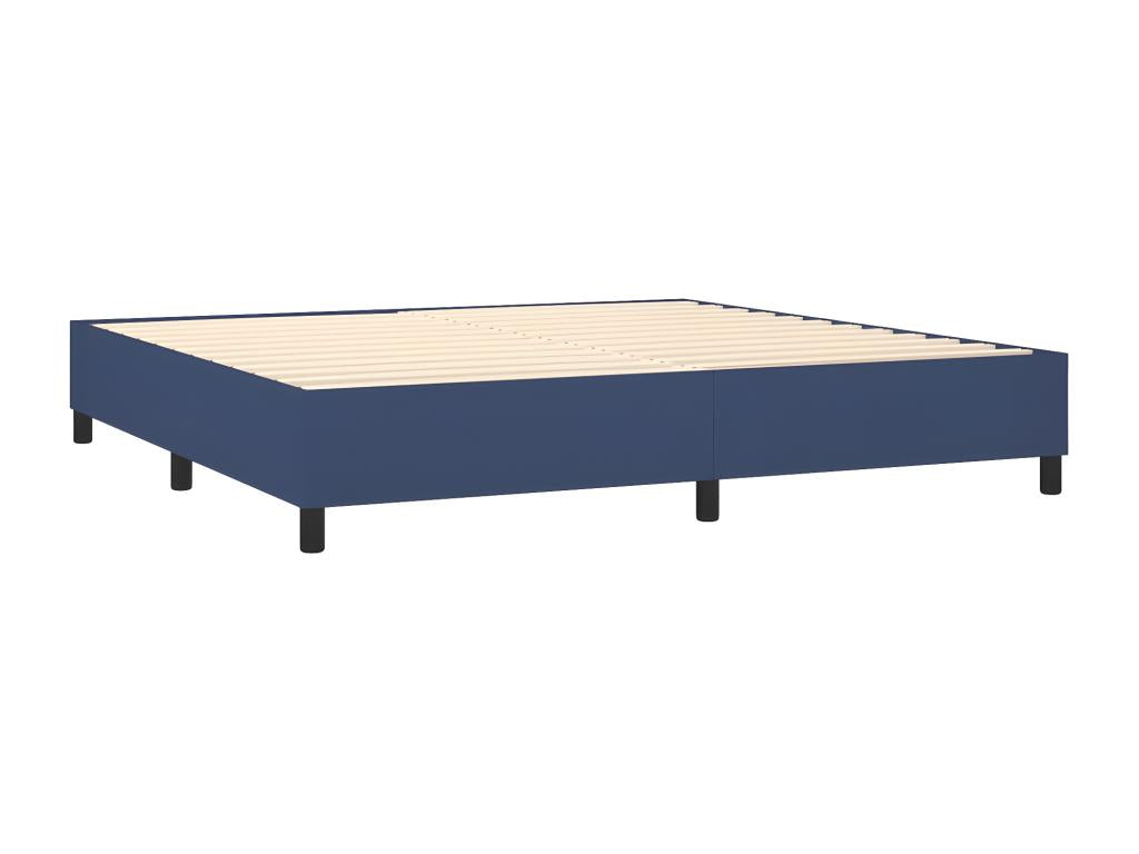 Upholstered bed base with mattress, blue, 200x200 cm, fabric