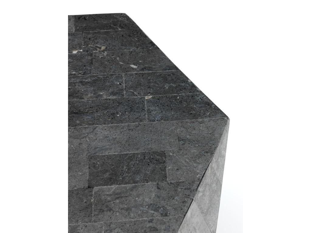 Vertchez small - Coffee table / End table 60x60x50h in grey fossil stone