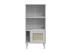 Vertchez bookcase with a white rattan-look finish and solid pine wood