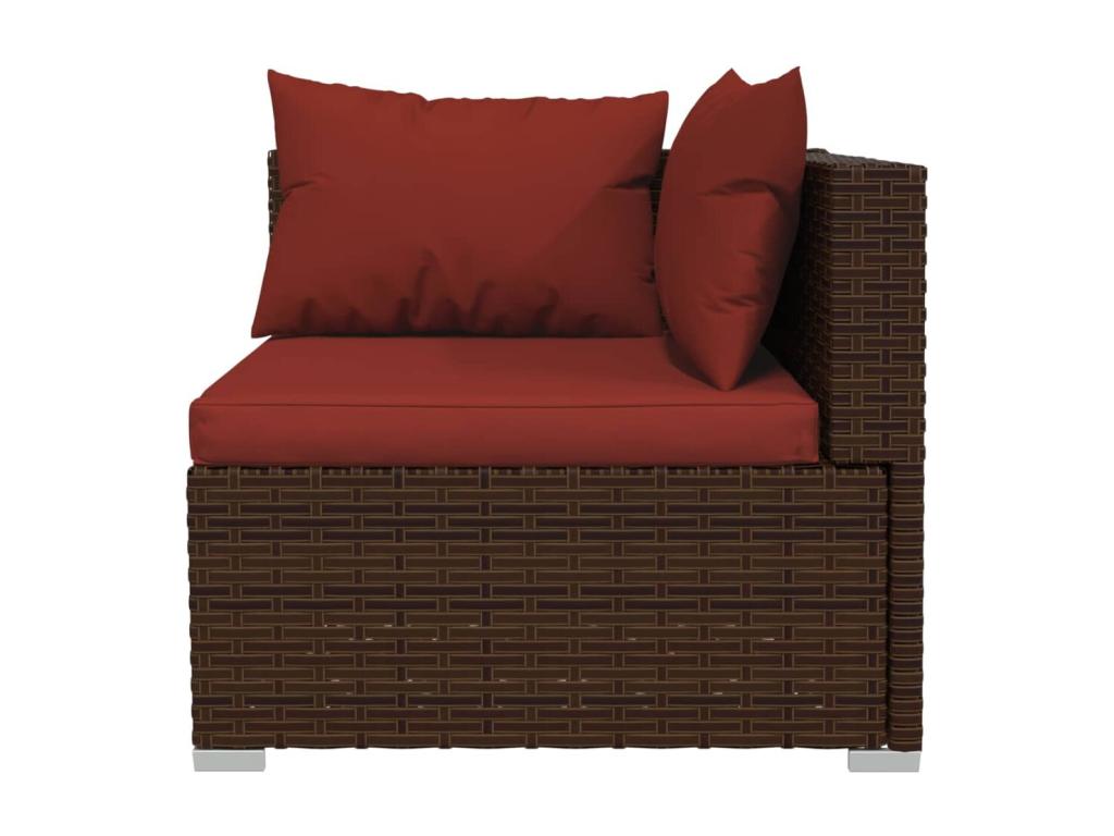 9-piece garden furniture set with cushions, brown woven resin