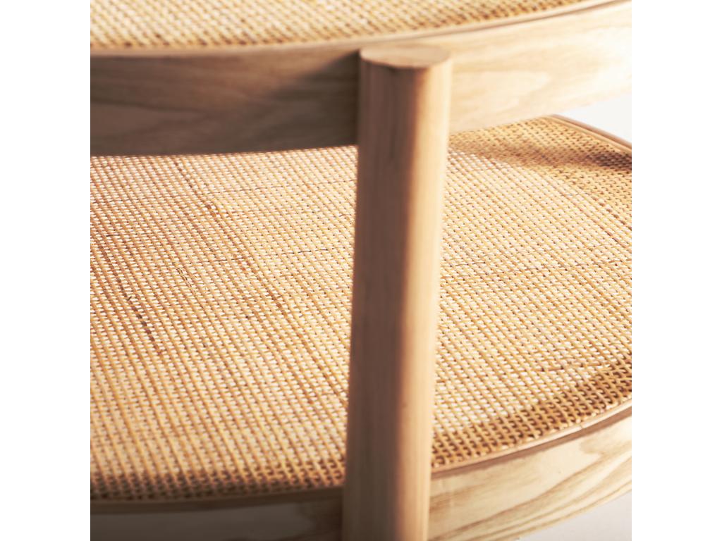 Coffee table in brown ash wood, 77x77x45 cm