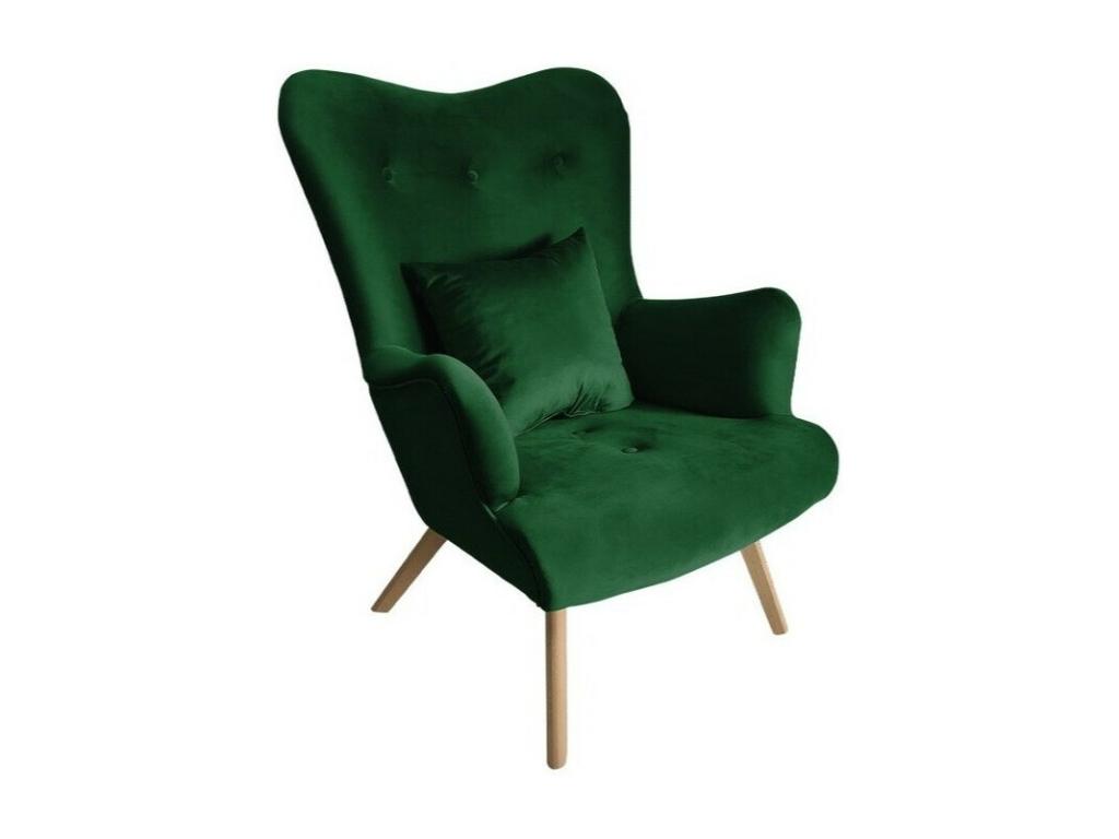 Vertchez 102 Armchair, Green, 100x76x90cm, Upholstered, Wooden Legs