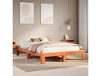 Bed frame without mattress, brown wax finish, 140x200cm, solid pine wood