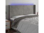 Light Grey LED Headboard 183x16x118/128 cm Velvet