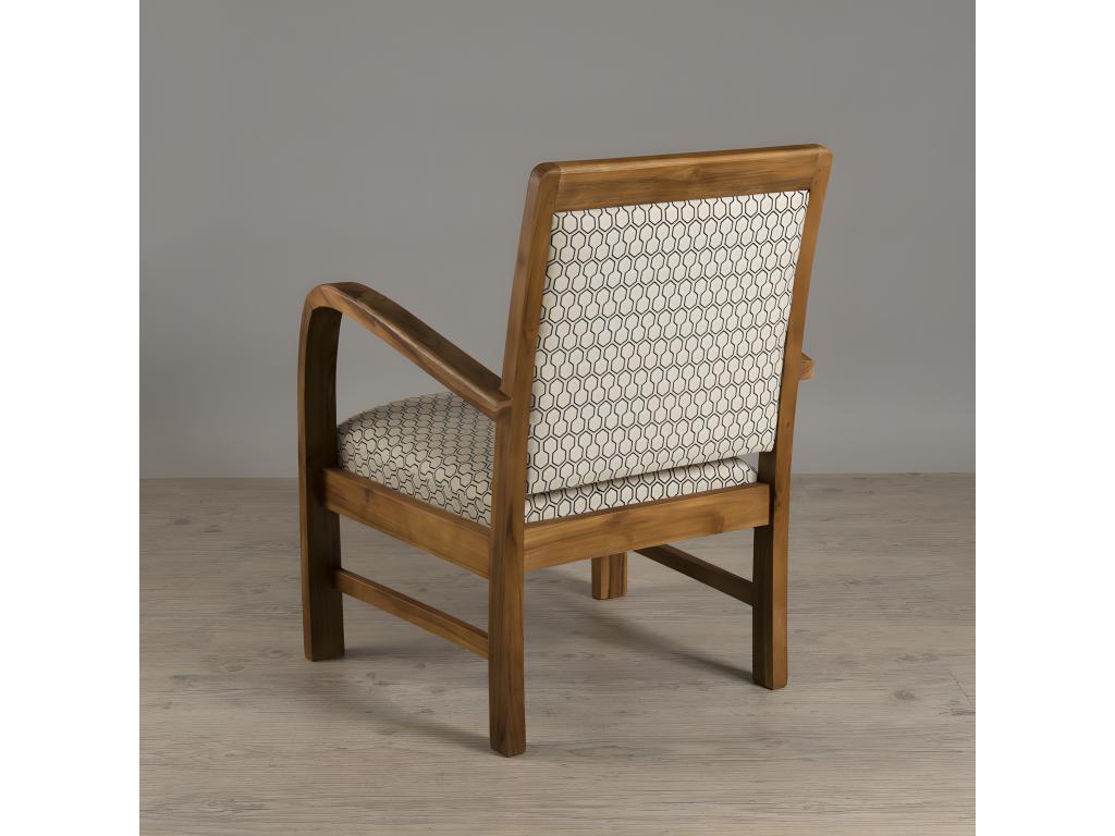 Vertchez - Hexagonal teak wood armchair with green fabric