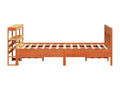 Bed frame without mattress, brown wax finish, 135x190cm, solid pine wood