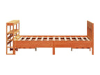 Bed frame without mattress, brown wax finish, 135x190cm, solid pine wood