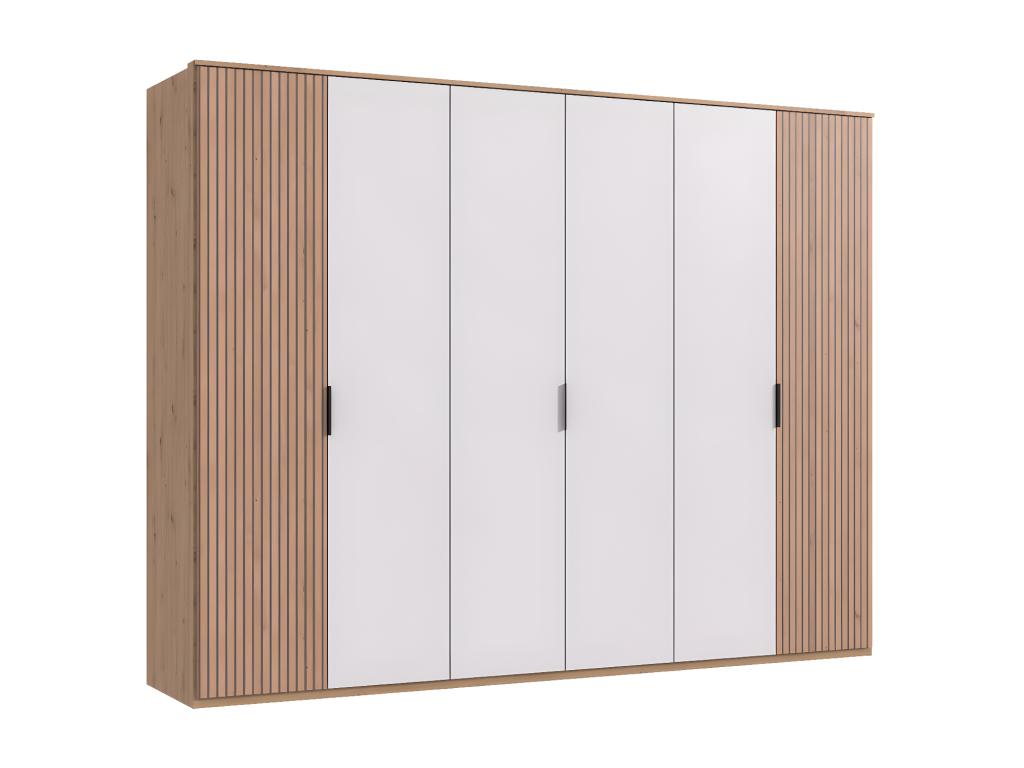 Wardrobe with cornice, white oak effect, Vertchez - W- 270 x H- 210 x D- 58 cm?