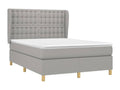 Upholstered bed base with mattress, light grey, 140x190cm, fabric