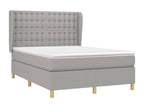 Upholstered bed base with mattress, light grey, 140x190cm, fabric