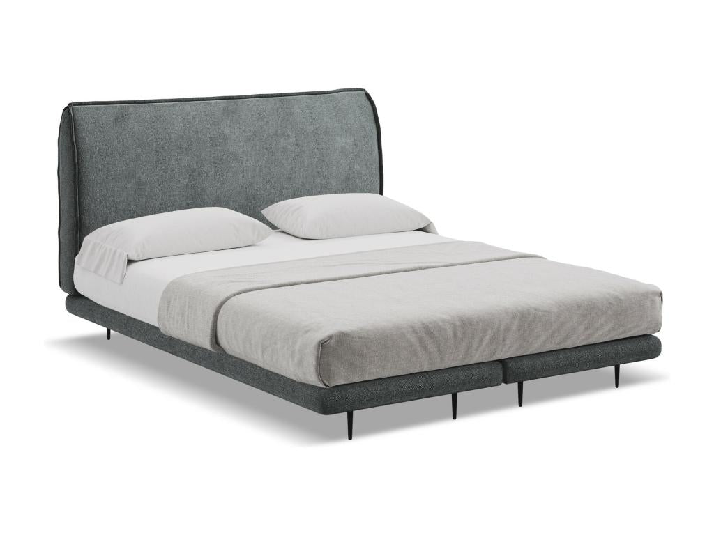Upholstered bed with chenille fabric mattress 160x200 - graphite - Vertchez