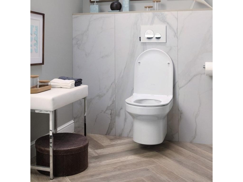 Vertchez rimless wall-hung toilet pack with concealed cistern and backplate, glossy black/matte black