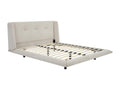 140x190 cm bed with upholstered headboard - Fabric - Beige - Vertchez