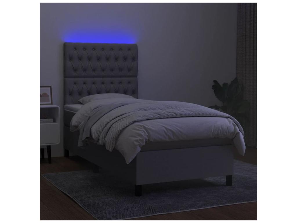 Bed base in Vertchez with mattress and LED, light grey, 90x190