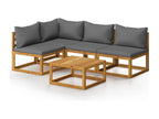 5-piece garden furniture set with cushions, solid Vertchez wood