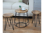2x stool with table Vertchez-A80 industrial design set in natural wood