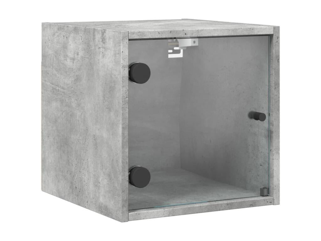 Vertchez Premium - Bedside tables and glass doors, 2 pcs, concrete grey, 35x37x35 cm