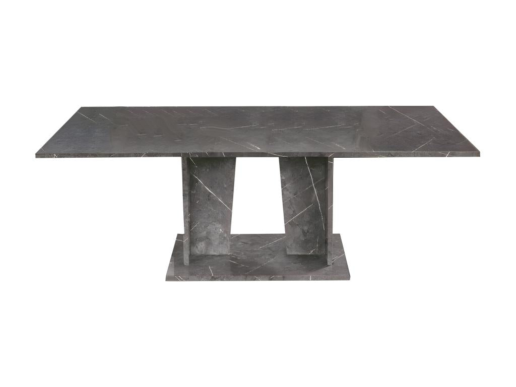 Dining table 180/225 cm glossy grey marble - Vertchez - L 180/225 x W 100 x H 76 cm