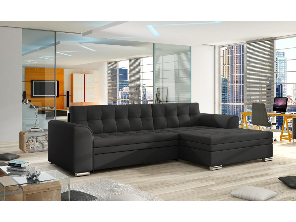Dubai Convertible Sofa? 270cm Right Corner Black