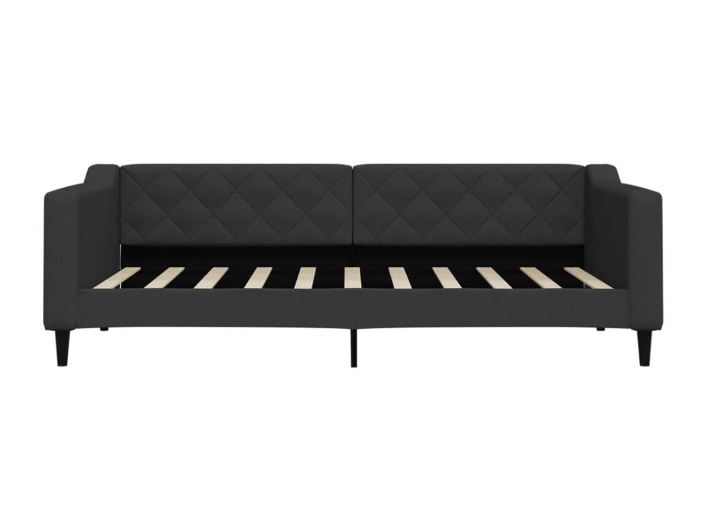 Daybed with trundle and drawers, black, 90x190 cm, fabric